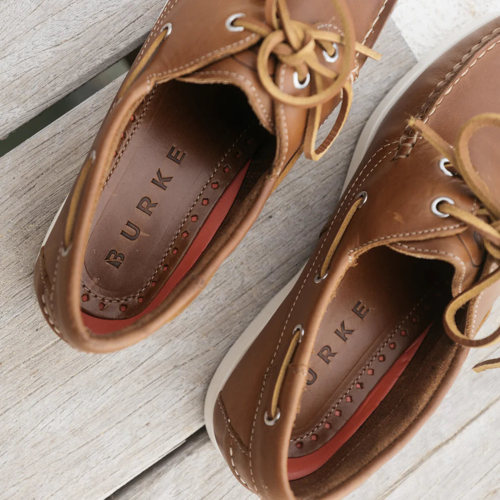BURKE FLINDERS LEATHER DECK SHOE - TAN