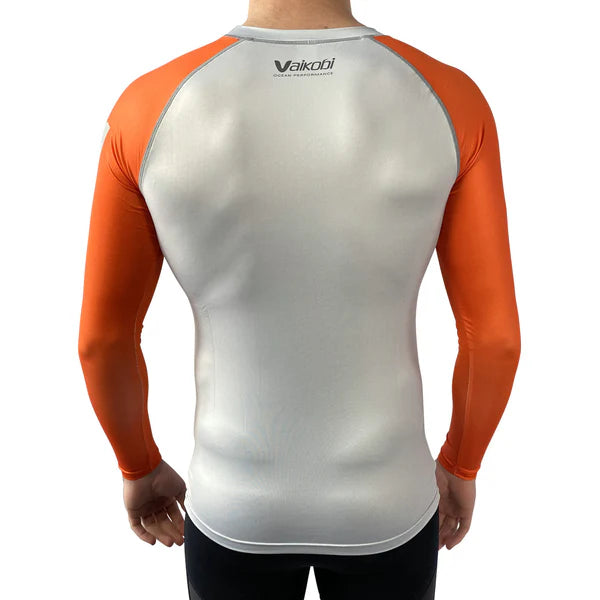 VAIKOBI VOCEAN LONG SLEEVE FITTED UV TOP- SILVER - UNISEX - ORANGE / SILVER - DISCONTINUED STYLE - LAST STOCK