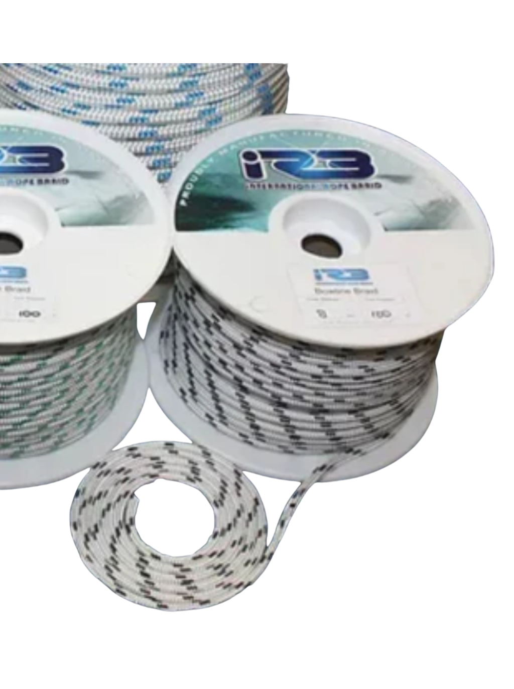 6MM BOWLINE BRAID - WHITE WITH BLACK FLECK - BREAKING STRENGTH 1019 KG BREAKING STRENGTH
