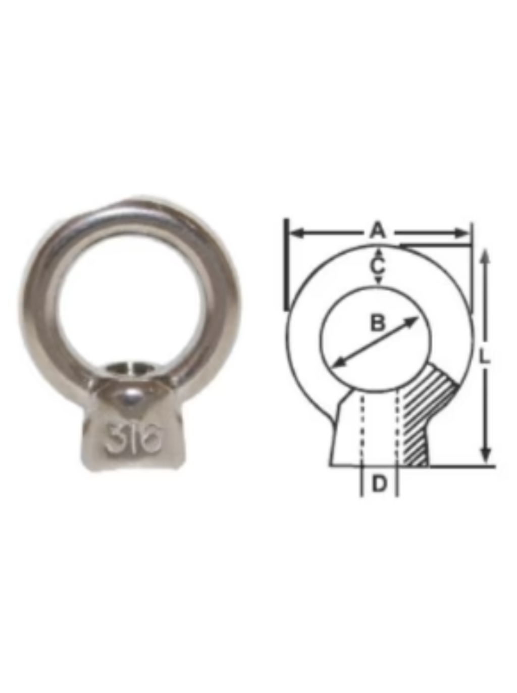 STAINLESS STEEL EYE NUT - M8