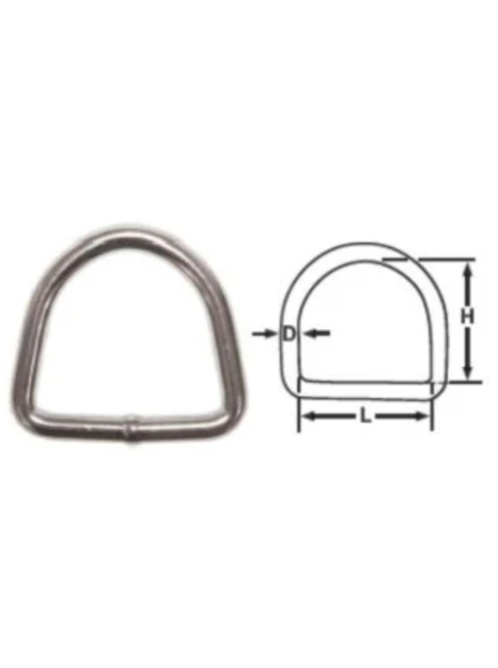 STAINLESS DEE RING 8 X 50MM