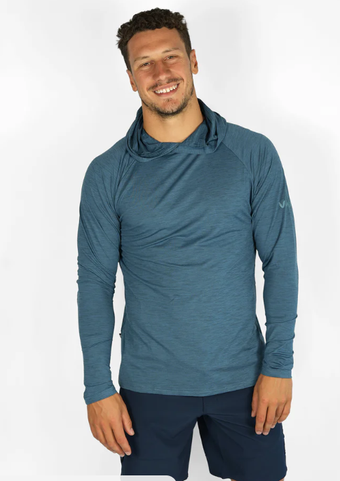 VAIKOBI UV PERFORMANCE HOODED TECH TOP - OCEAN BLUE