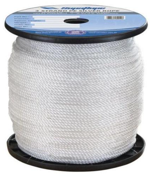 14MM PE 3 STRAND SILVER ROPE - SOLD PER METRE