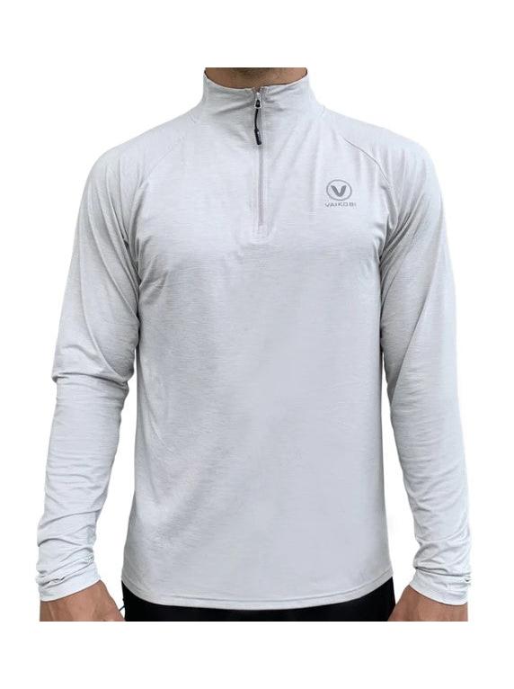 VAIKOBI UV LONG SLEEVE ZIP TECH TOP - SILVER