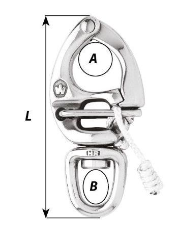 2675 - WICHARD HR QUICK RELEASE SNAP SHACKLE - With swivel eye - Length: 90 mm
