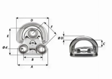 WICHARD 6606 FOLDING PADEYE - 10MM