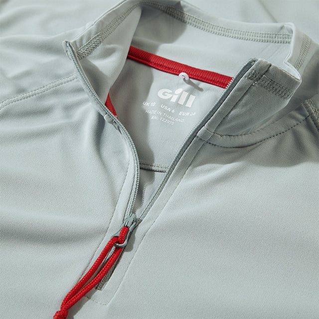 WOMENS UV TEC LONG SLEEVE ZIP TEE MEDIUM GREY