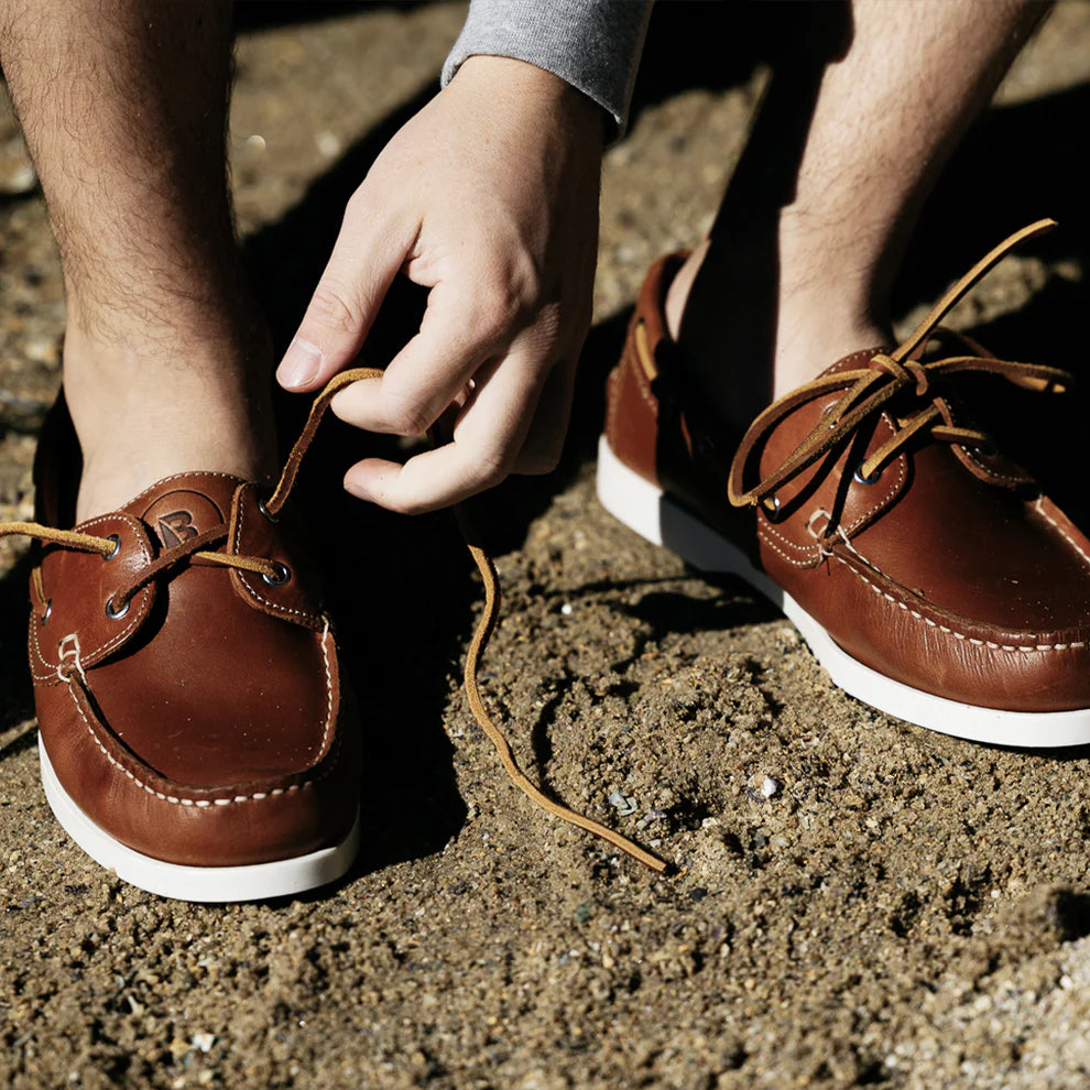BURKE FLINDERS LEATHER DECK SHOE - TAN