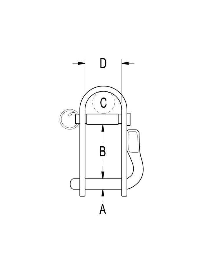 RONSTAN HALYARD CAPTIVE PIN SHACKLE - 3/16INCH L:22MM,W:15MM