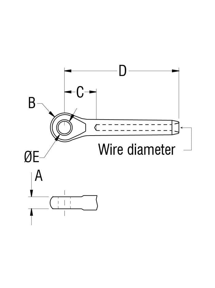 RONSTAN SWAGE EYE - 3MM WIRE,6.5MM HOLE