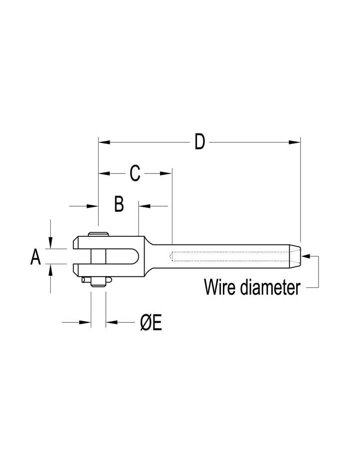 RONSTAN SWAGE FORK, 3mm Wire 6.4mm Pin