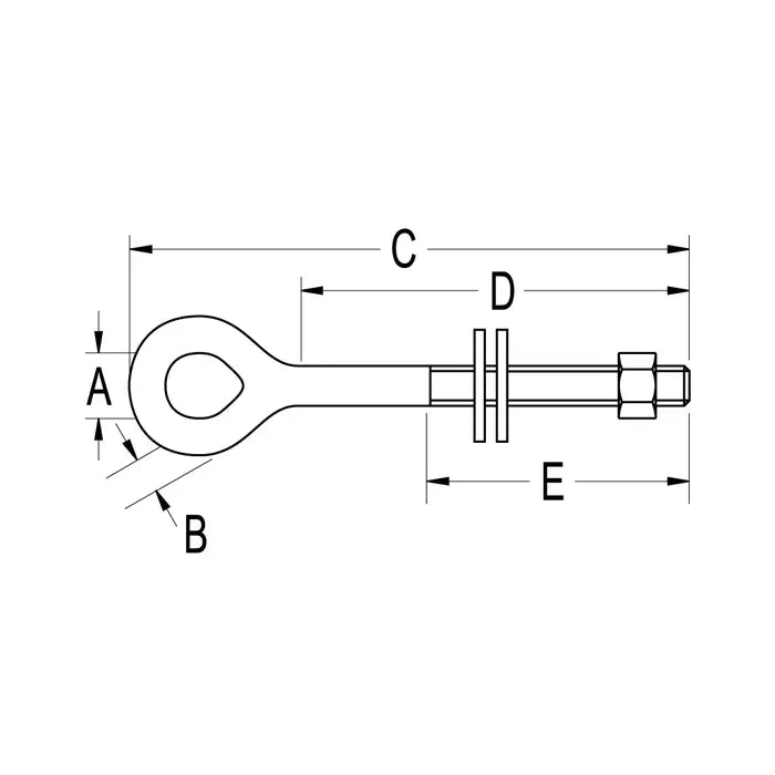RONSTAN EYE BOLT - 6" UNC THREAD 3/8"