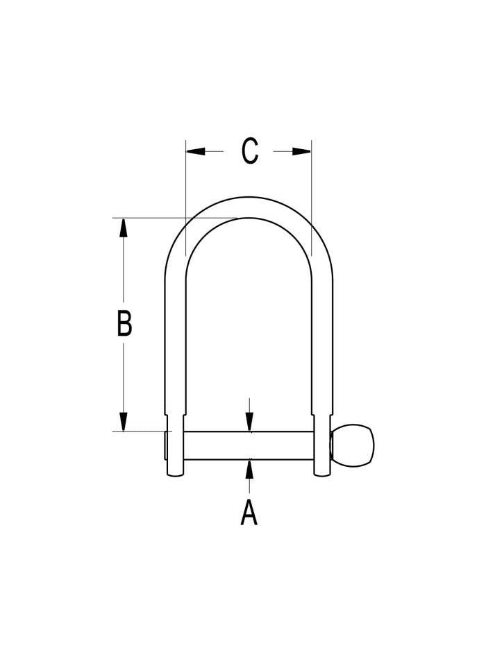 RONSTAN WIDE D SHACKLE,Pin 3/16inch L:28mm W:21mm