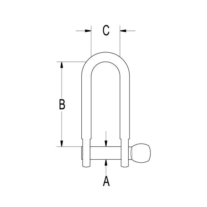 RONSTAN LONG D SHACKLE , Pin 4mm, L:26mm, W:10.3mm