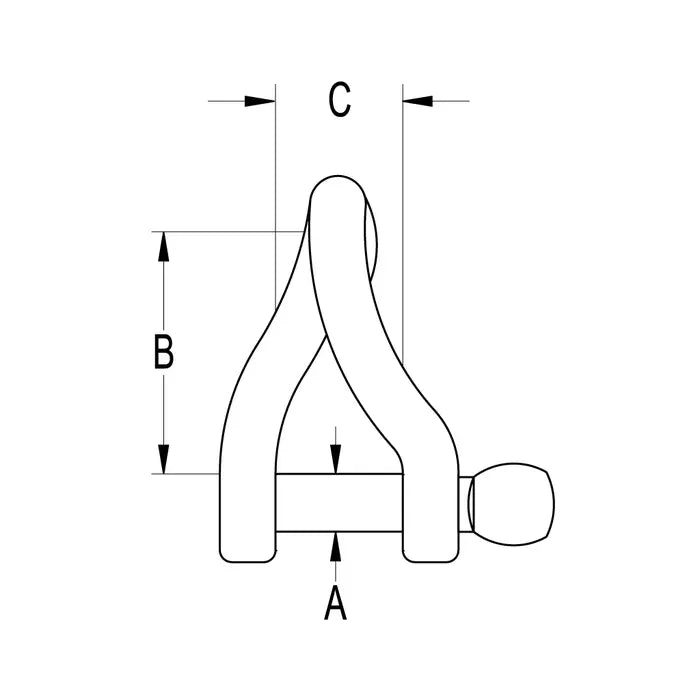 RONSTAN SHACKLE,TWISTED,PIN 3/8INCH L:53MM,W:16MM