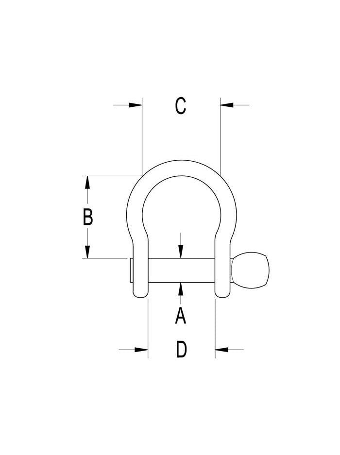 RONSTAN BOW SHACKLE - PIN 5/16INCH L:27MM,W:22MM