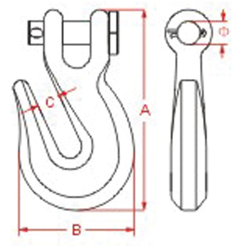 STAINLESS STEEL CLEVIS GRAB HOOK - 1/4'