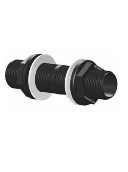 TRUDESIGN THRU BULKHEAD - THREADED TUBE 1 1/2" BSP - BLACK