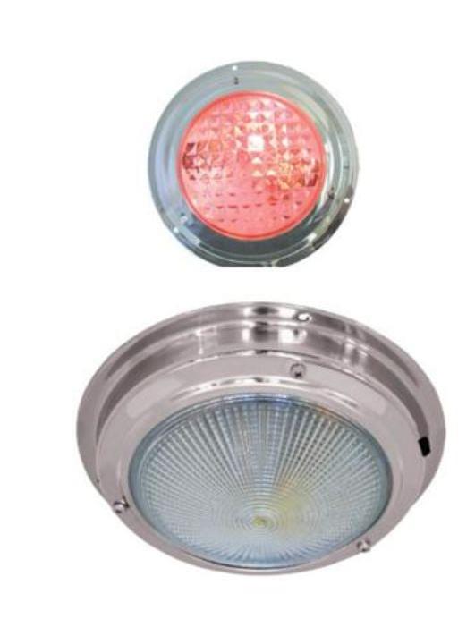 LED DOME LIGHT - STAINLESS STEEL - RED/WHITE LIGHT