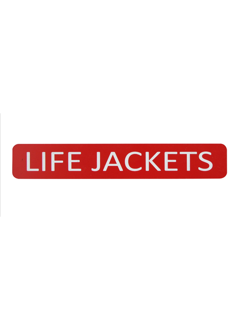 SAM ALLEN SAFETY LABEL - LIFEJACKETS 175MM X 25MM 3M ADHESIVE