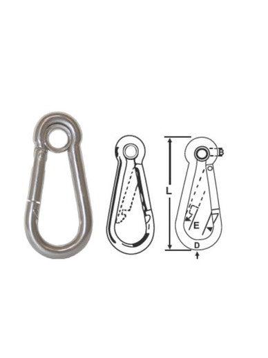 SNAP HOOKS WITH EYE - STAINLESS STEEL 80MM