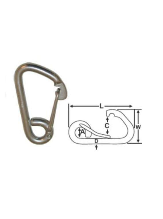 SNAP HOOK - 316G STAINLESS - 100MM