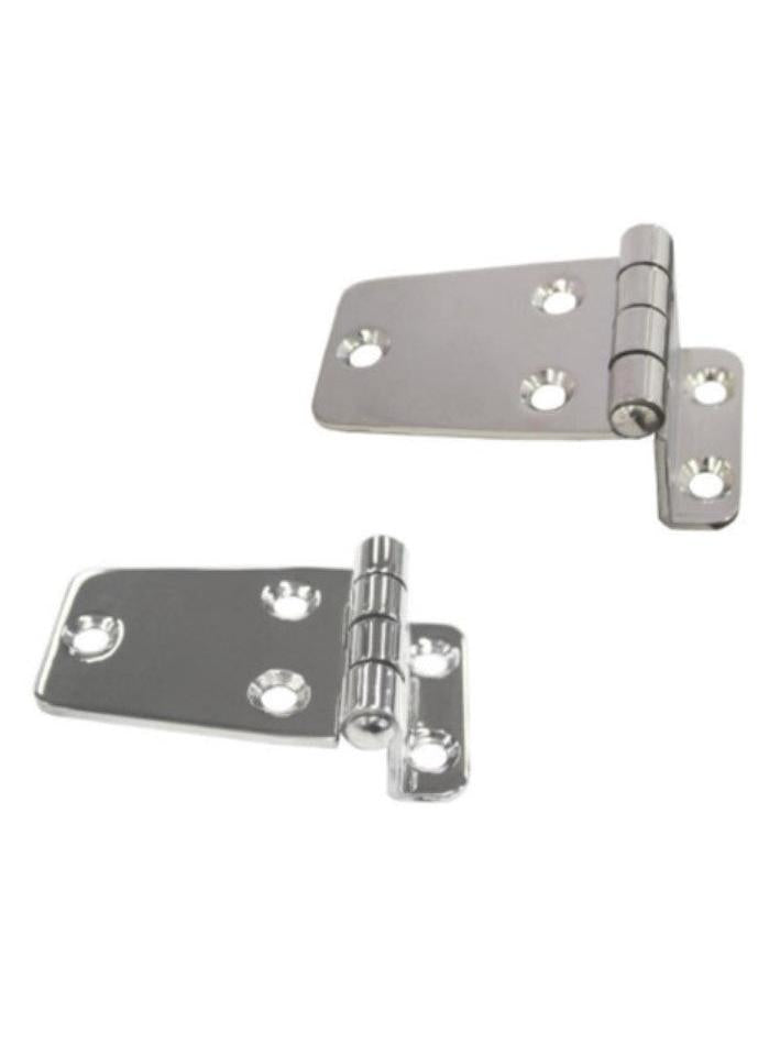 STAINLESS STEEL OFFSET HINGE - STAMPED HALF WIDE (PAIR) 66X10MM