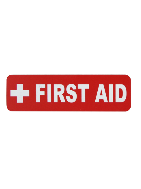 SAM ALLEN SAFETY LABEL - FIRST AID 100MM X 30MM 3M ADHESIVE