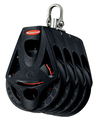 RONSTAN S55 BB ORBIT BLOCK, QUAD BECKET SWIVEL