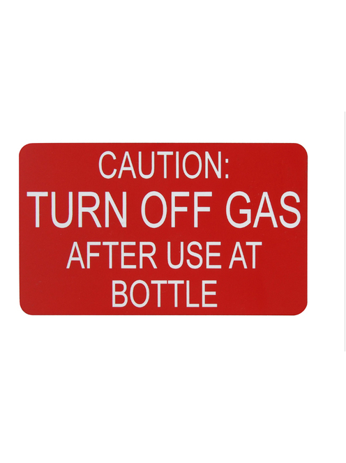 SAM ALLEN SAFETY LABEL - TURN OFF GAS 100MM X 60MM 3M ADHESIVE