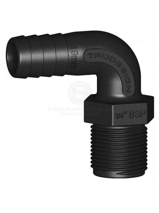 HOSE TAIL 90° 3/4" BSP 19MM TAIL TRUDESIGN LONG THREAD