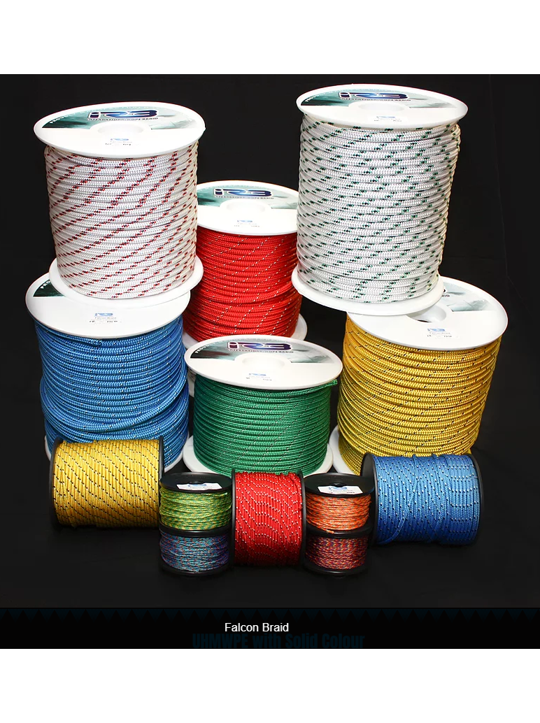 IRB- 10MM FALCON BRAID - WHITE W/ BLU/BLACK/BLUE FLECK