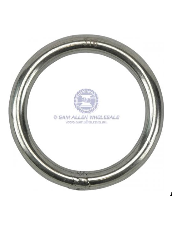 STAINLESS STEEL ROUND RING - 316 GRADE 8MM X 75MM
