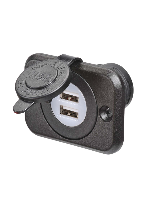 POWER SOCKET USB X 2 FRONT MOUNT 12-24V