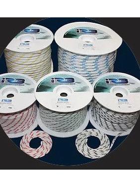 12MM BOWLINE BRAID -WHITE WITH YELLOW FLECK - SOLD PER METRE