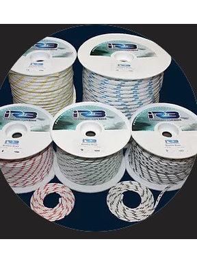 8MM BOWLINE BRAID - WHITE WITH PURPLE FLECK - B/S 1747 KG SOLD PER METRE