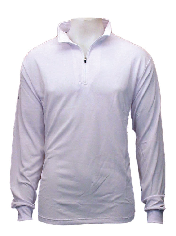 BURKE QUICK DRY LONG SLEEVE ZIP POLO - WHITE - DISCONTINUED STYLE