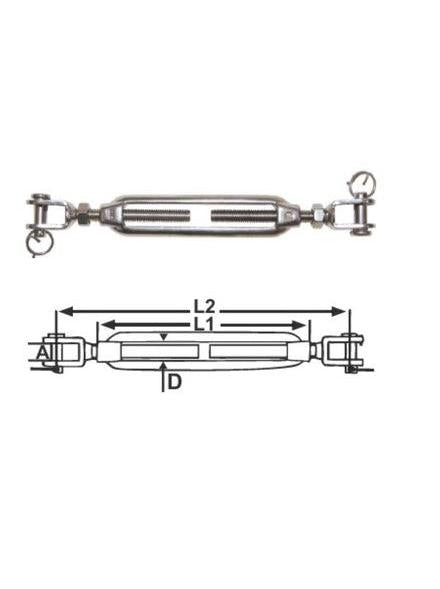 TURNBUCKLES - JAW & JAW STAINLESS - 8MM