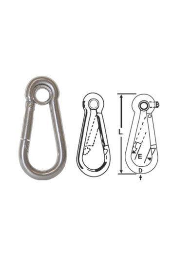 SNAP HOOKS WITH EYE - STAINLESS STEEL 50MM