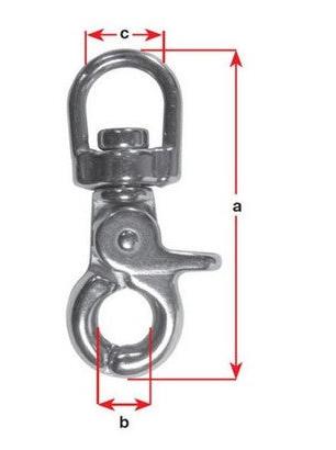 BLA SWIVEL EYE TIGER SNAP HOOKS - STAINLESS STEEL