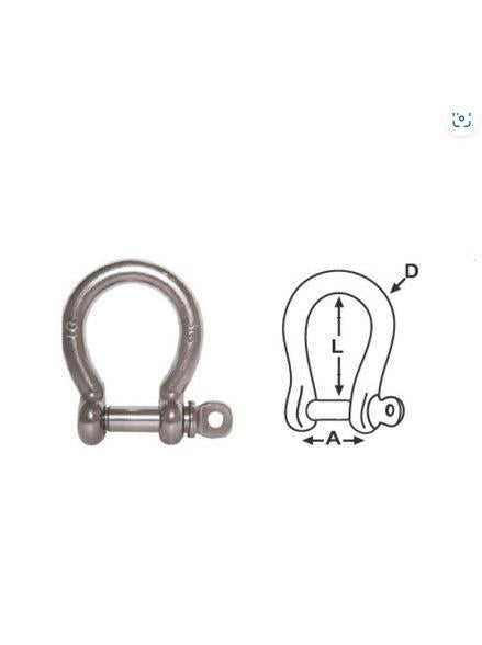 STAINLESS STEEL BOW SHACKLE - RWB 2533- 10MM