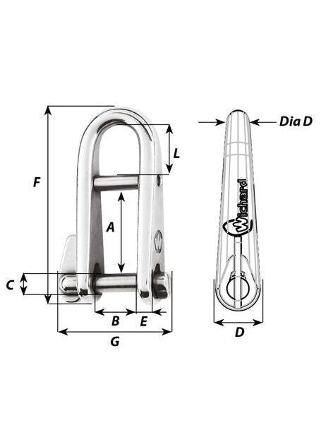WICHARD HR KEY PIN SHACKLE WITH BAR - DIA.5