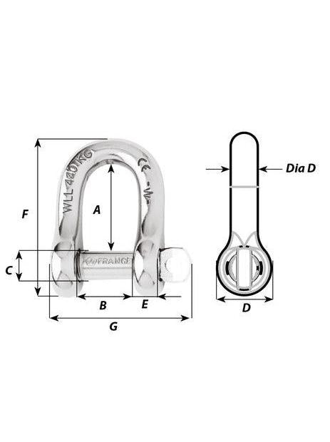 WICHARD CAPTIVE PIN D SHACKLE - 8 MM