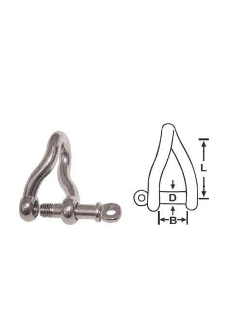 TWISTED SHACKLE - STAINLESS STEEL - 10MM