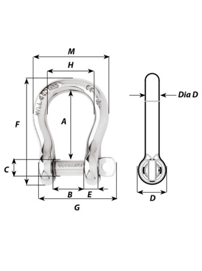 WICHARD CAPTIVE BOW SHACKLE - 4MM