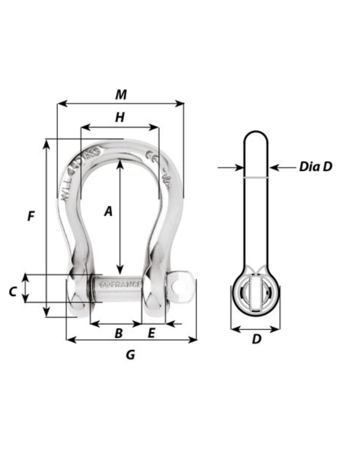 WICHARD CAPTIVE BOW SHACKLE - 5 MM