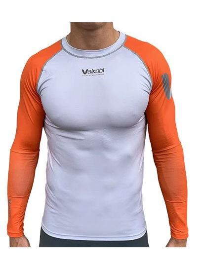 VAIKOBI VOCEAN LONG SLEEVE FITTED UV TOP- SILVER - UNISEX - ORANGE / SILVER - DISCONTINUED STYLE - LAST STOCK