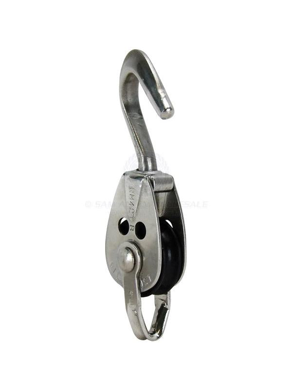 RILEY BLOCK HOOKED REVOLVING BECKETED 19X6MM DELRIN SHEAVE