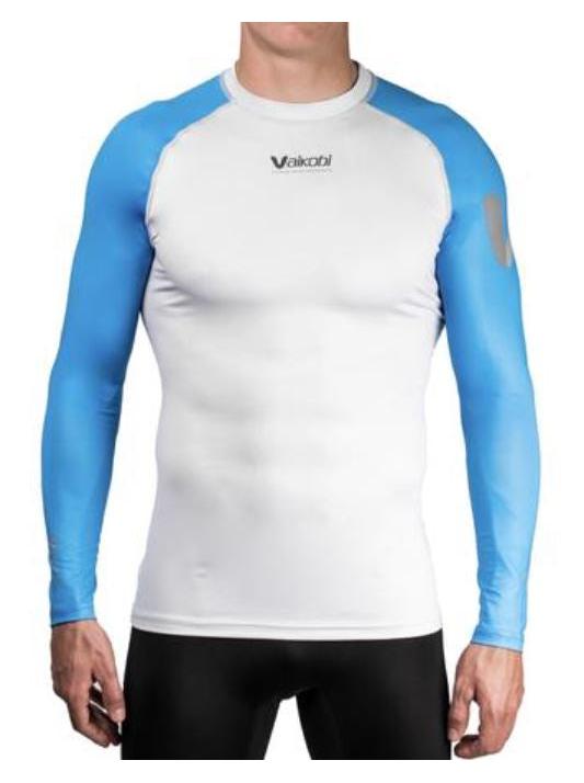 VAIKOBI VOCEAN LONG SLEEVE FITTED UV TOP- CYAN/ SILVER - DISCONTINUED STYLE - LAST STOCK