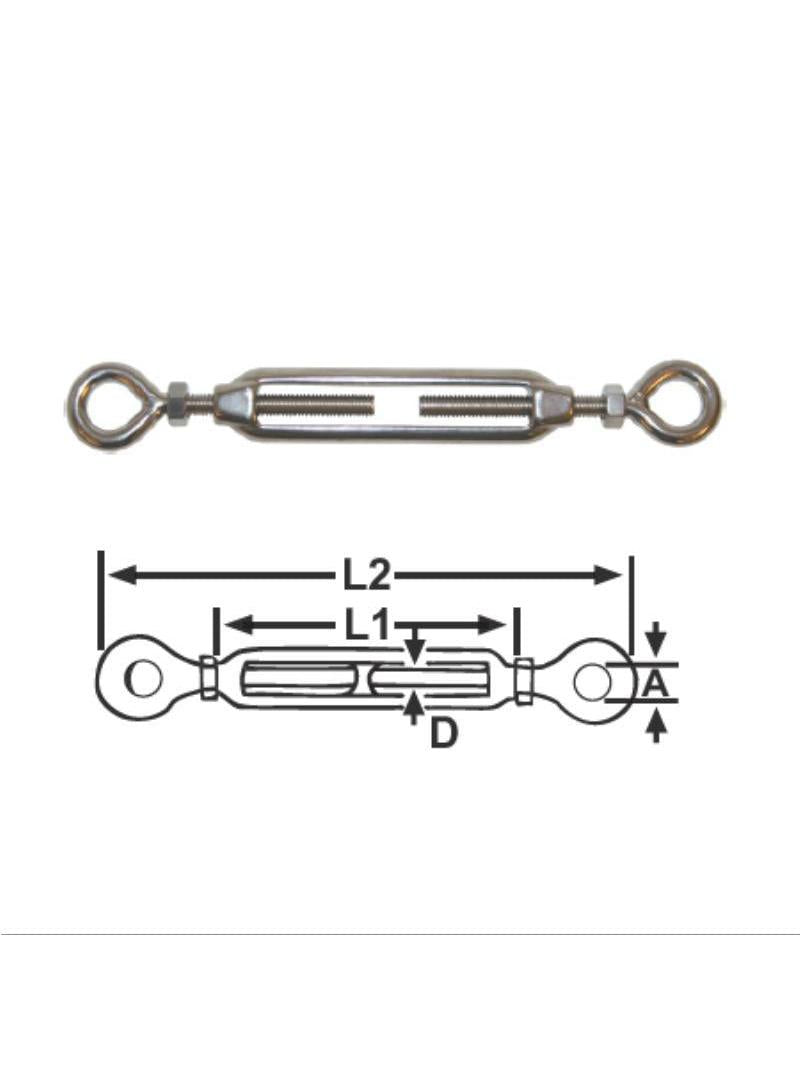 TURNBUCKLES - EYE & EYE STAINLESS STEEL 5MM - RWB2497